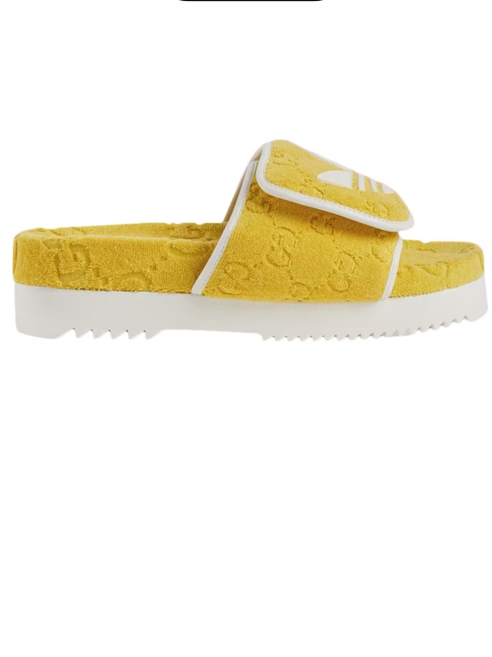 Gucci Yellow Terry Slide Sandals with White Logo Patch
